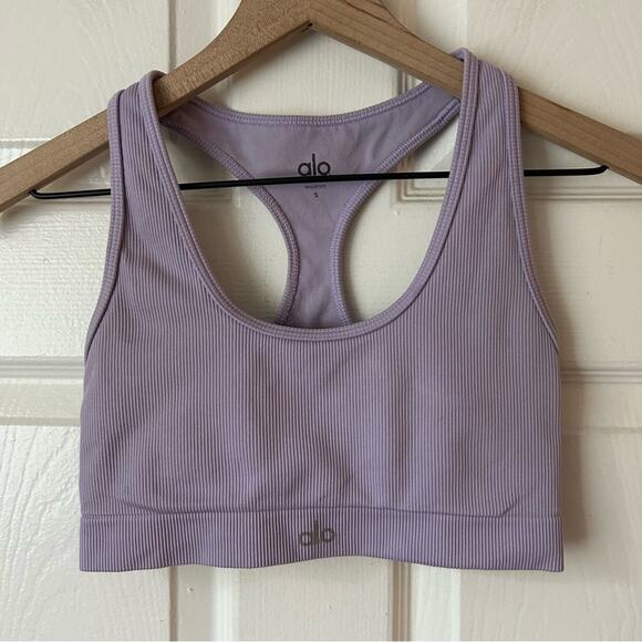 Alo Yoga Seamless Ribbed Bra Violet size small - Picture 2 of 5